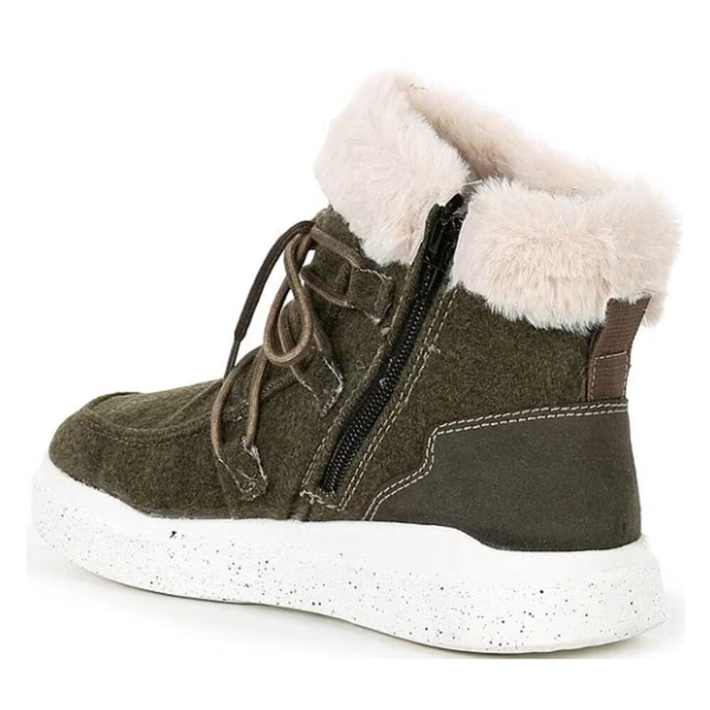 Romika Boots Womens 40 ( 9/ 9.5 ) Faux Fur Lace Up Zip Up Booties Olive Dry Tex - Picture 3 of 9